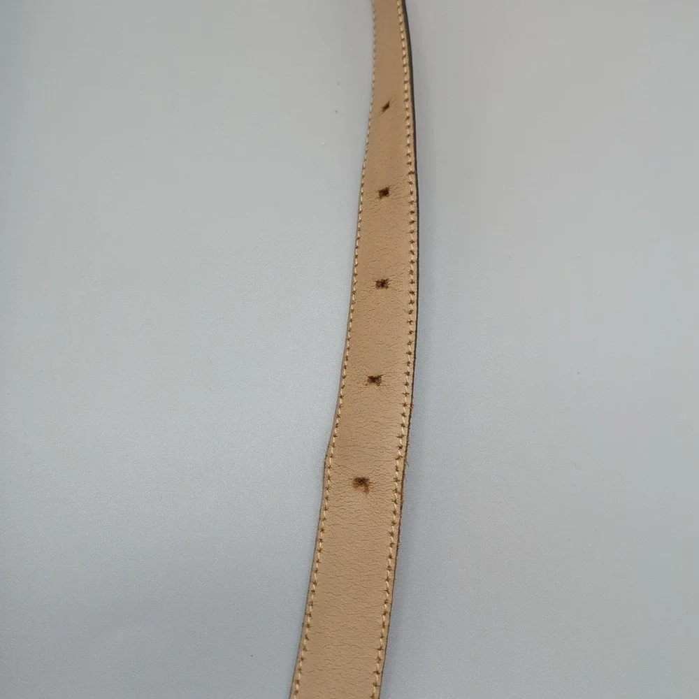 VTG Ann Taylor Dark Brown Leather Belt With Silver Cone Buckle Slim Italy Small‎